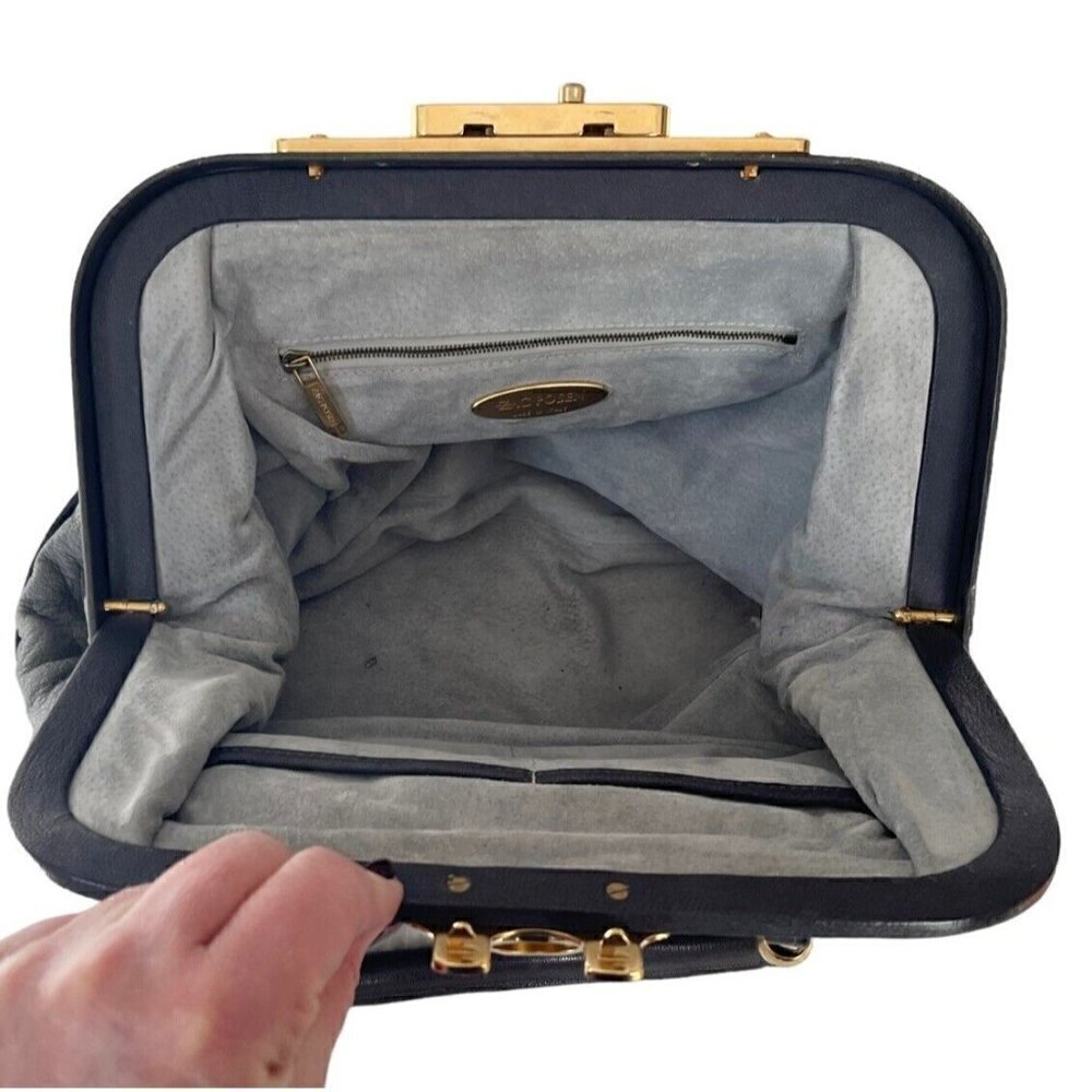 Zac Posen Aurora Doctor Bag in Gunmetal Gray Leather Gold Hardware - Picture 8 of 11